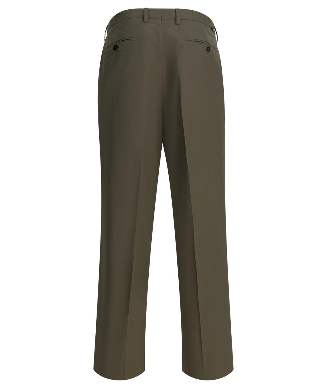 PRADA Зеленые шерстяные повседневные брюки, фото 2