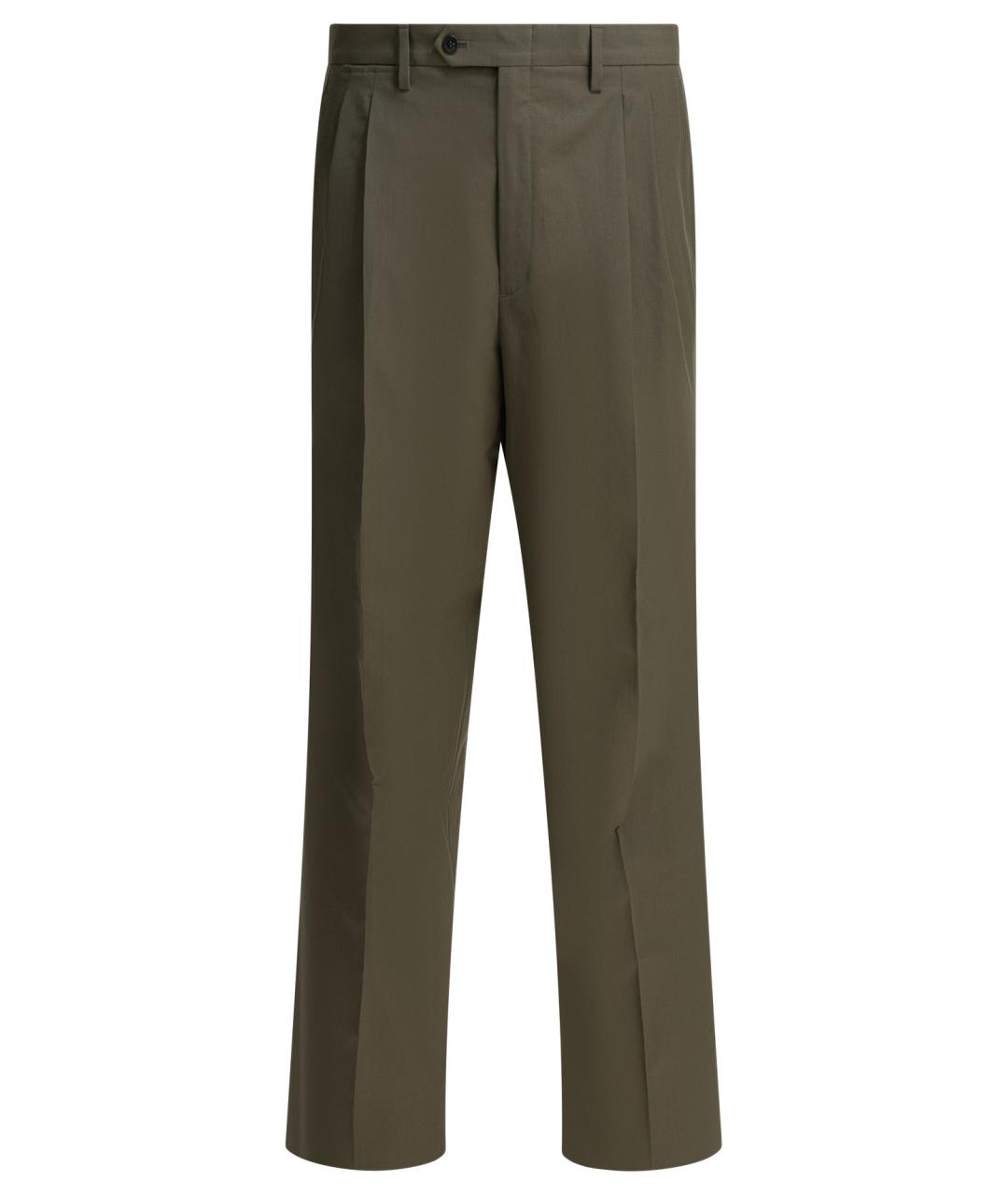 PRADA Зеленые шерстяные повседневные брюки, фото 1