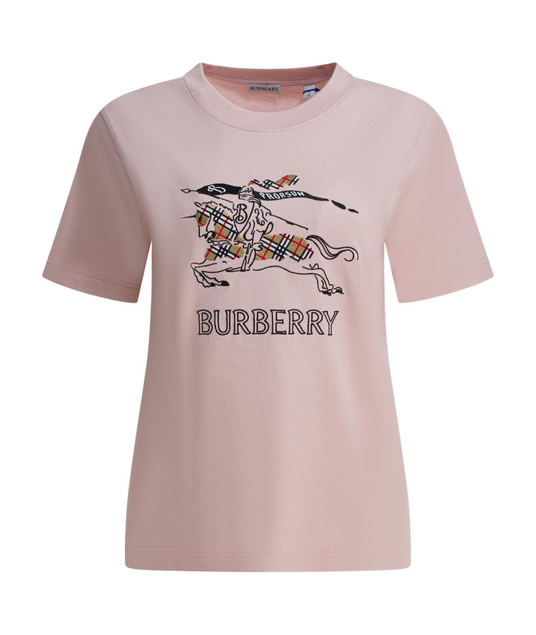 BURBERRY Розовая хлопковая футболка, фото 1