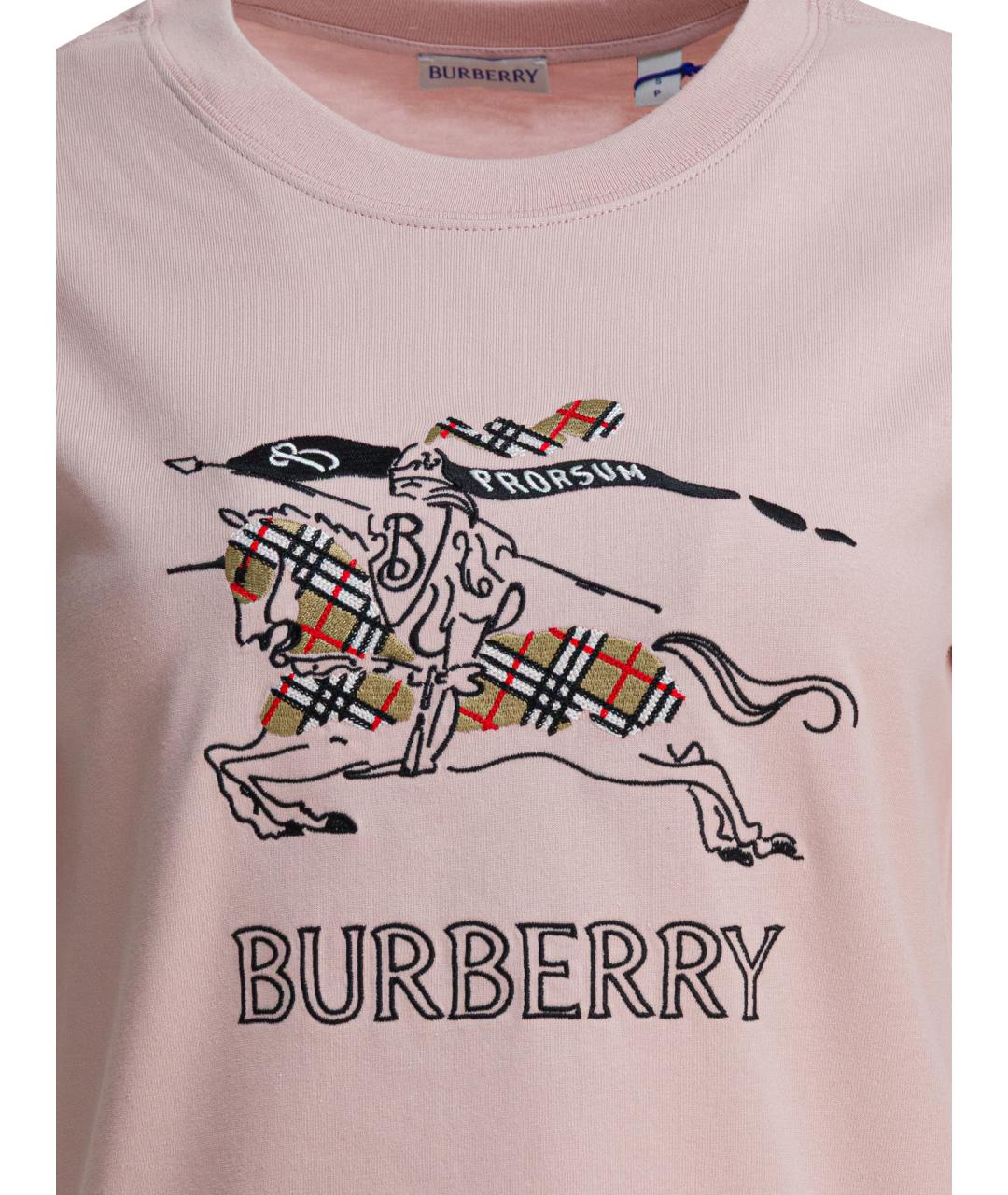 BURBERRY Розовая хлопковая футболка, фото 3