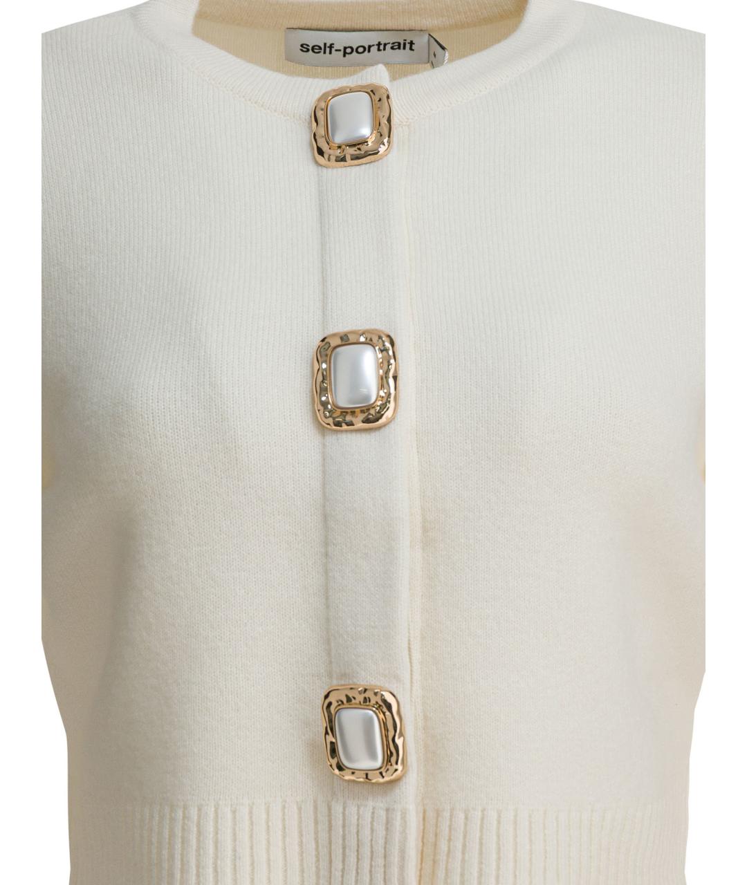 SELF-PORTRAIT Белый шерстяной кардиган, фото 3