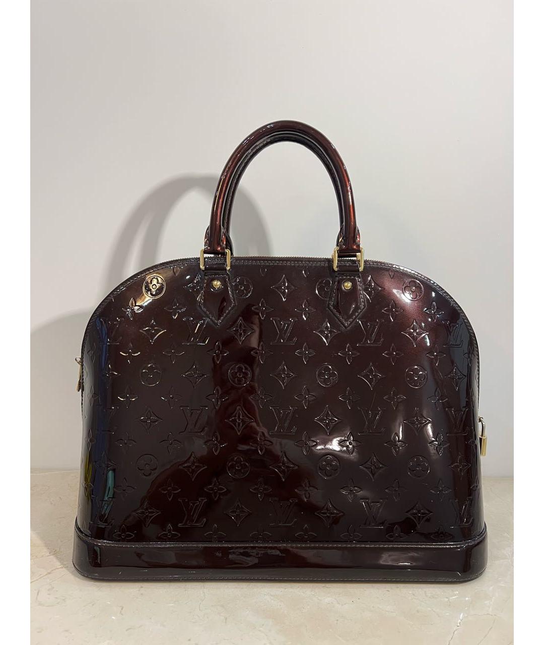 LOUIS VUITTON Бордовая сумка с короткими ручками из лакированной кожи, фото 2