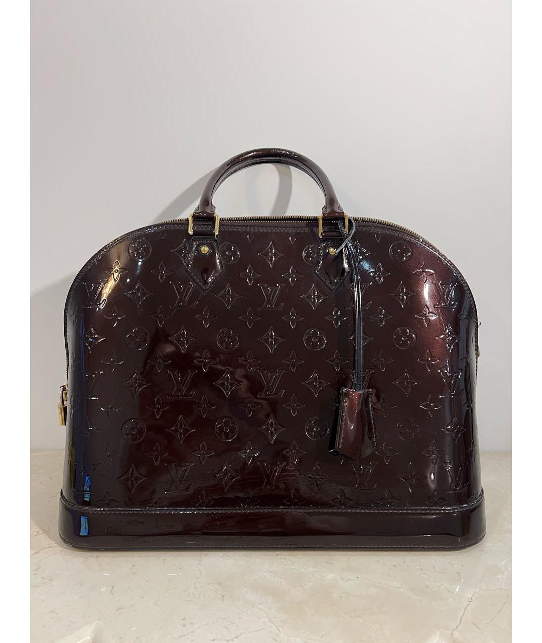 LOUIS VUITTON Бордовая сумка с короткими ручками из лакированной кожи, фото 5