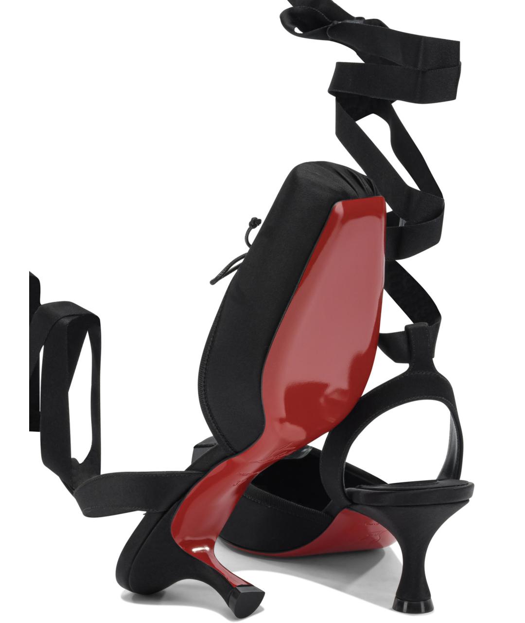 CHRISTIAN LOUBOUTIN Черные текстильные туфли, фото 5