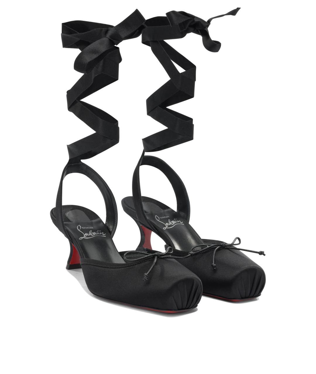 CHRISTIAN LOUBOUTIN Черные текстильные туфли, фото 2