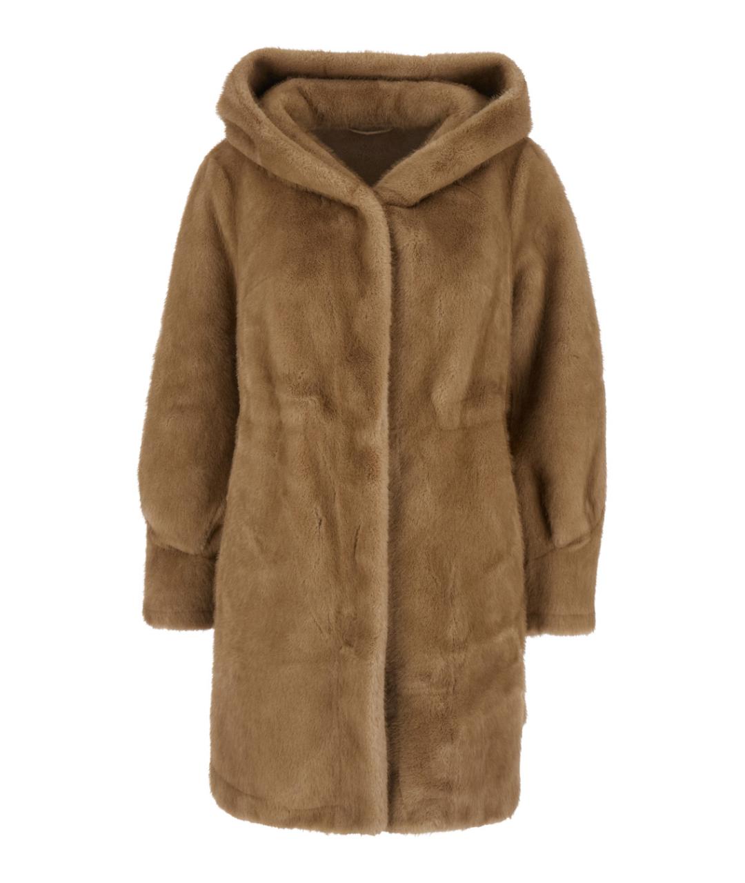 GIOVANNI PARIS Бежевая полиэстеровая шуба, фото 1