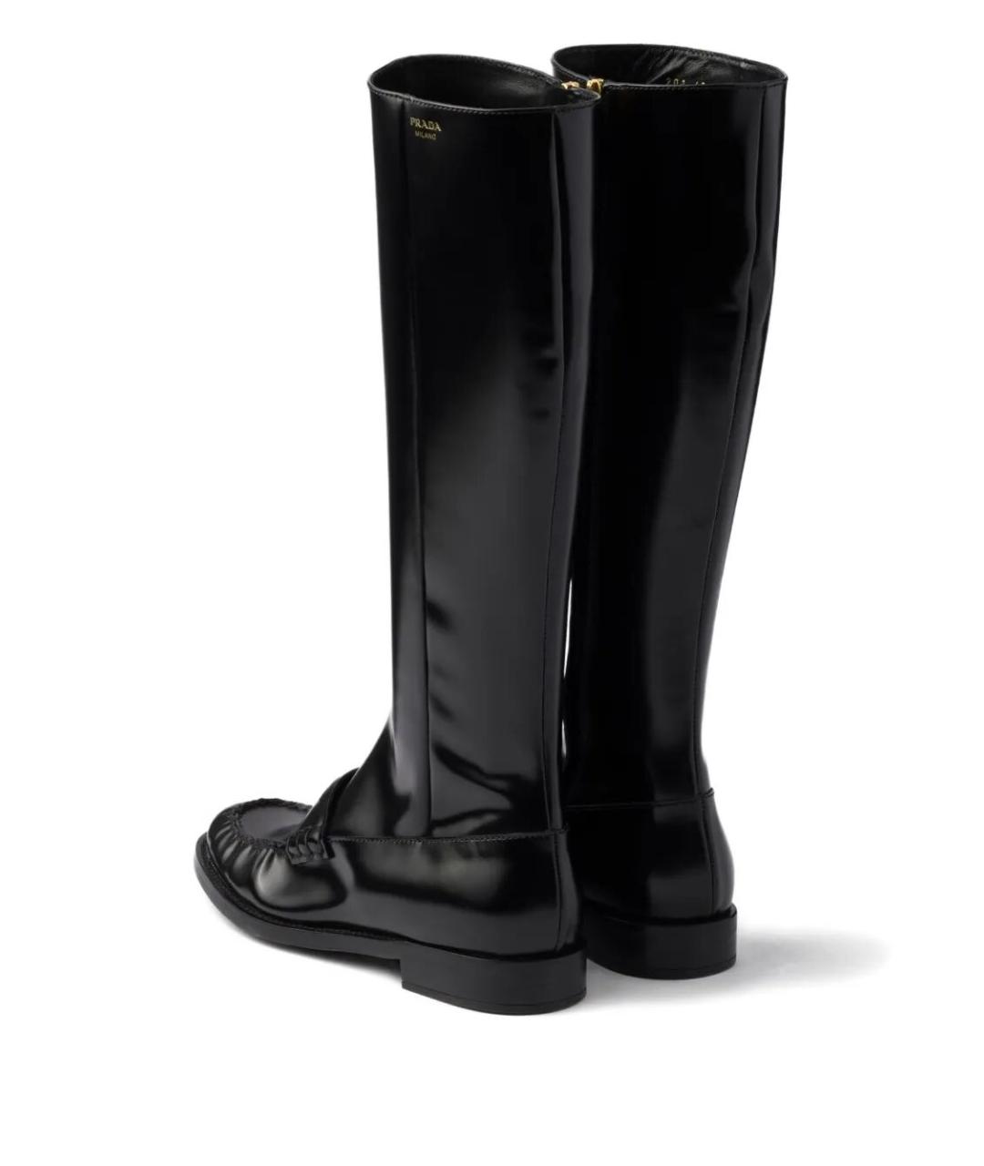 PRADA Черные кожаные сапоги, фото 4