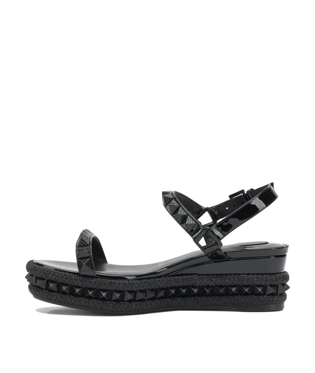 CHRISTIAN LOUBOUTIN Черные кожаные босоножки, фото 3