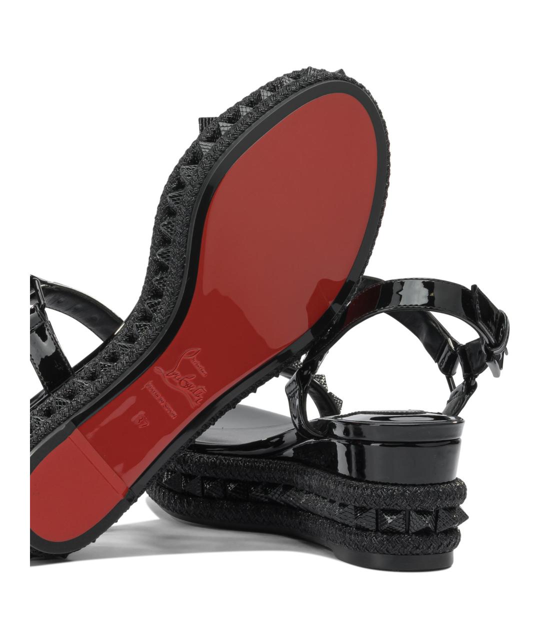 CHRISTIAN LOUBOUTIN Черные кожаные босоножки, фото 5
