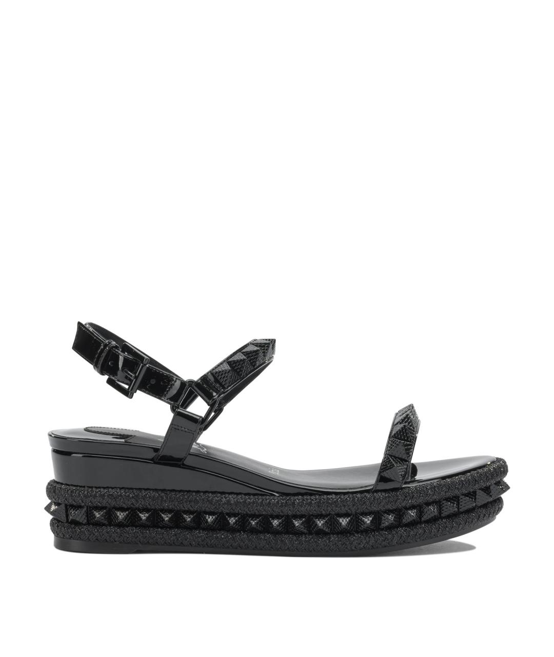 CHRISTIAN LOUBOUTIN Черные кожаные босоножки, фото 1