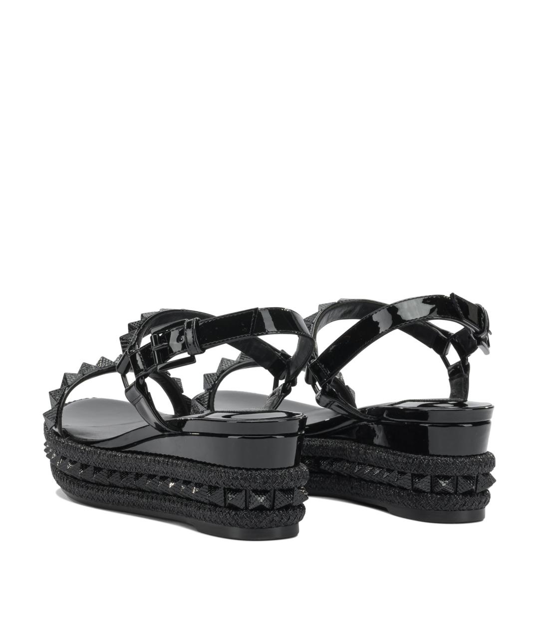 CHRISTIAN LOUBOUTIN Черные кожаные босоножки, фото 4