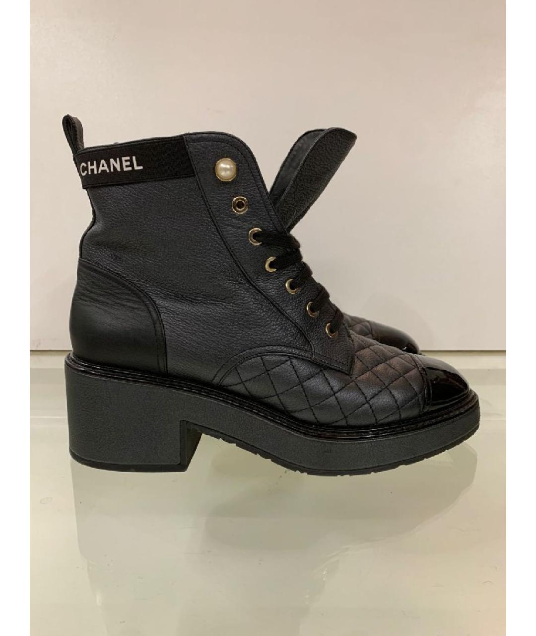 CHANEL Антрацитовые кожаные ботинки, фото 9