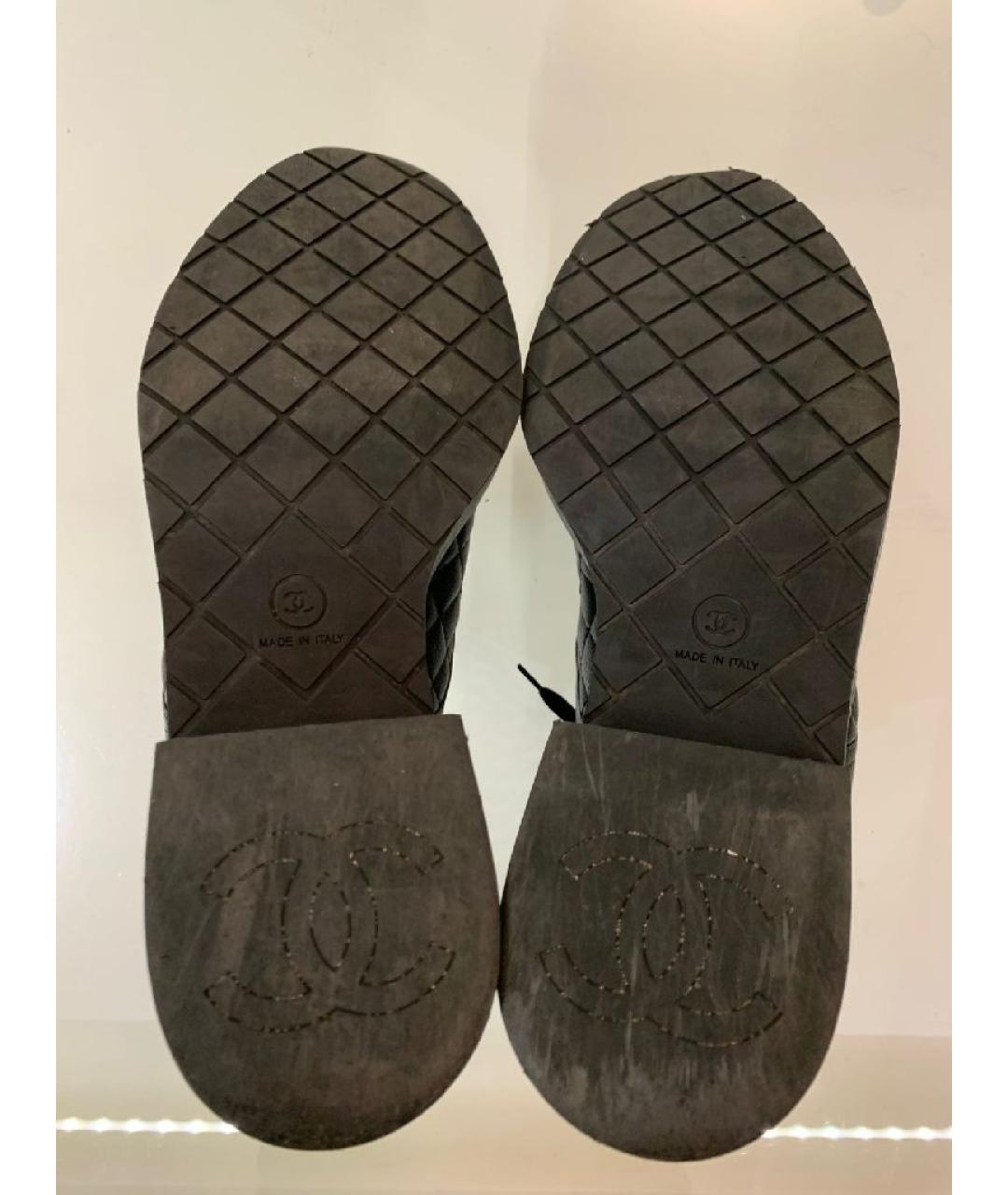 CHANEL Антрацитовые кожаные ботинки, фото 5