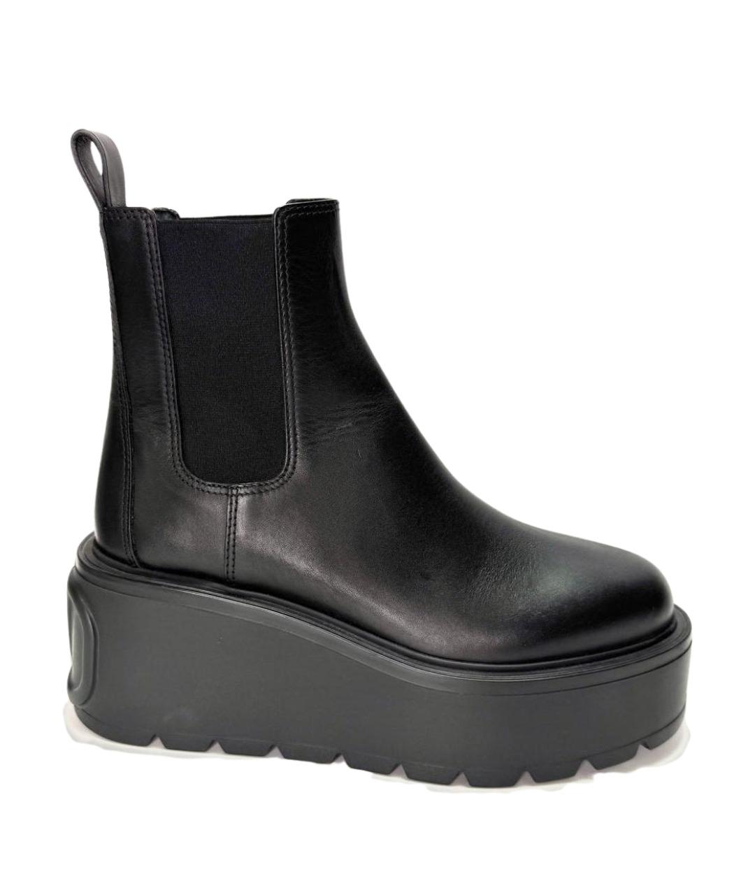 VALENTINO Черные кожаные полусапоги, фото 1