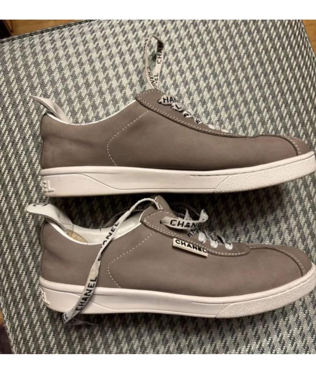 CHANEL Серые кожаные кеды, фото 6