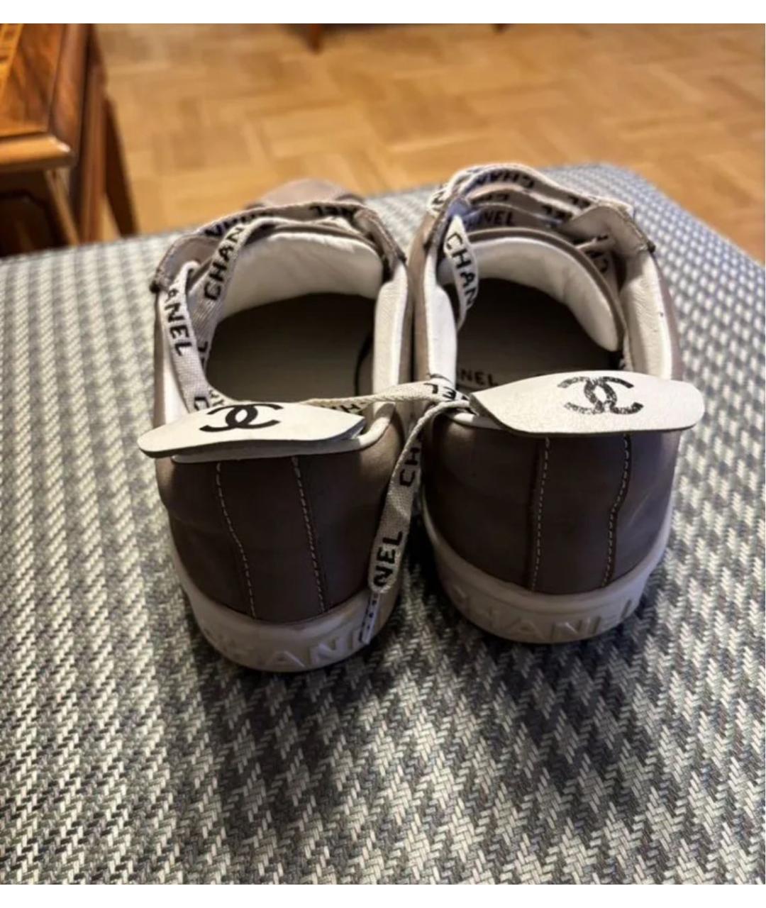 CHANEL Серые кожаные кеды, фото 4