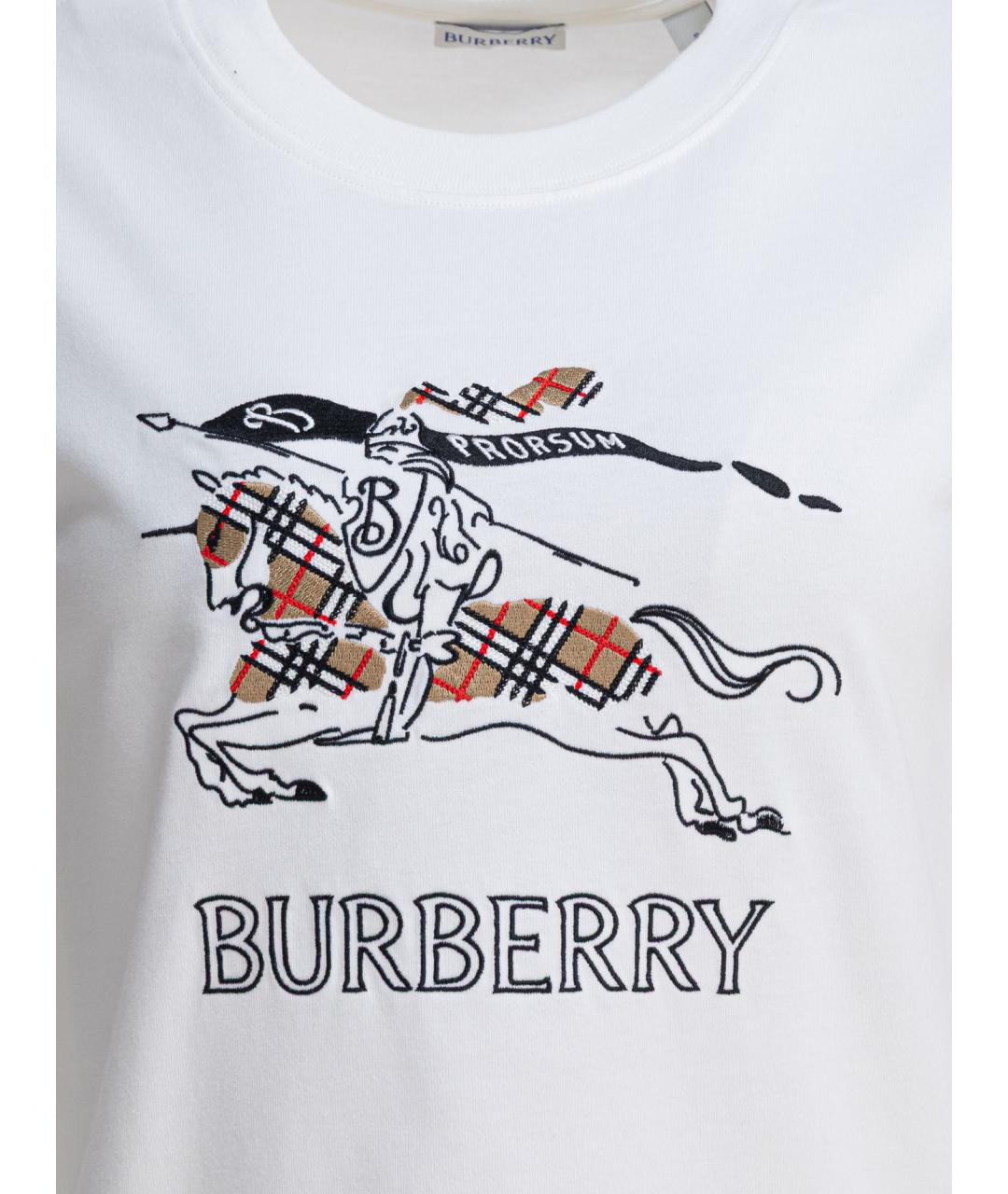 BURBERRY Белая хлопковая футболка, фото 3