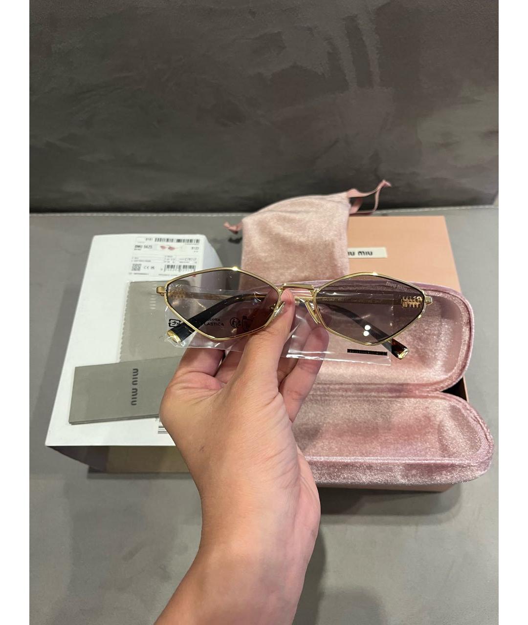 MIU MIU Коричневые металлические солнцезащитные очки, фото 5