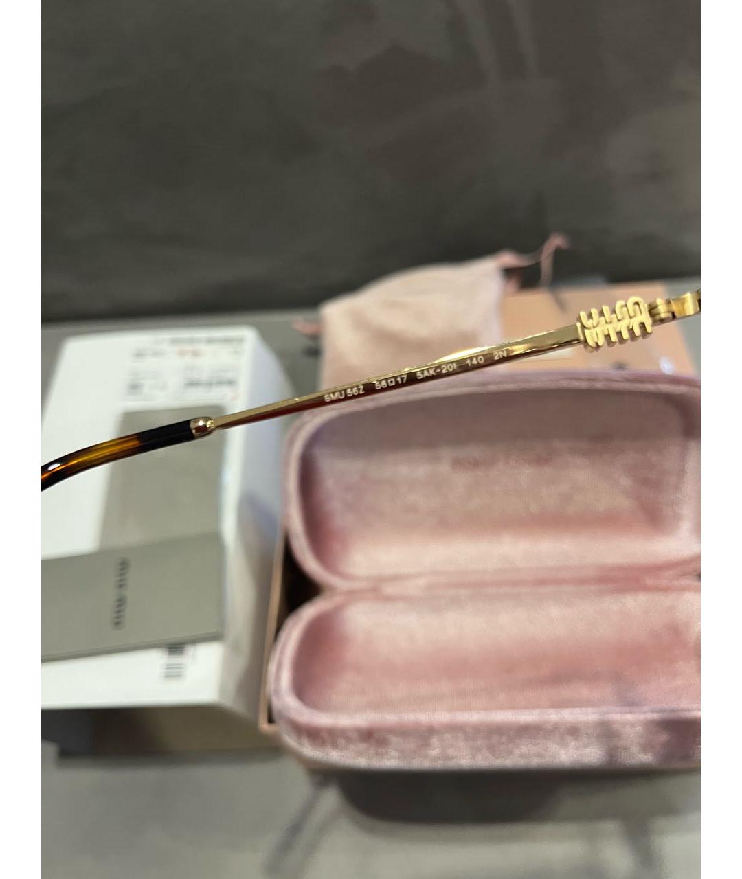 MIU MIU Коричневые металлические солнцезащитные очки, фото 6