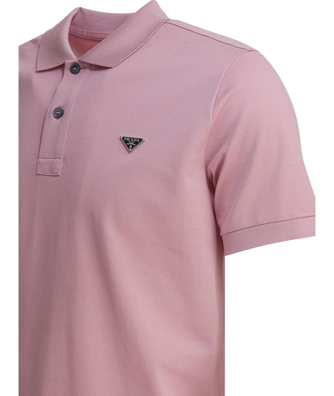 PRADA Розовое хлопковое поло с коротким рукавом, фото 4