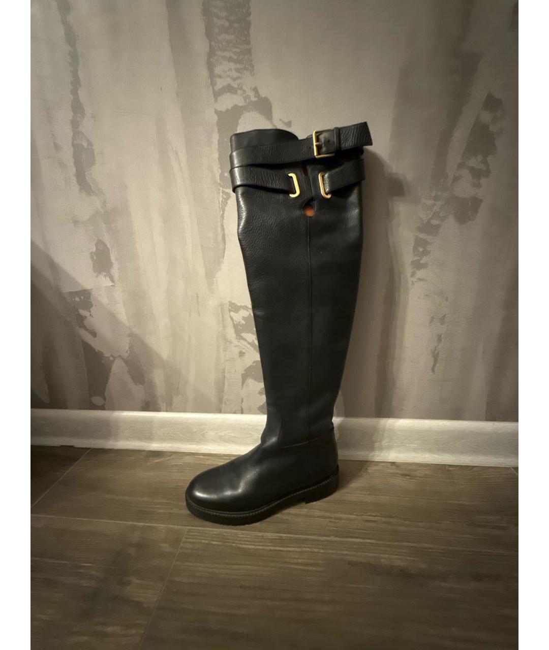 VALENTINO Черные кожаные ботфорты, фото 6
