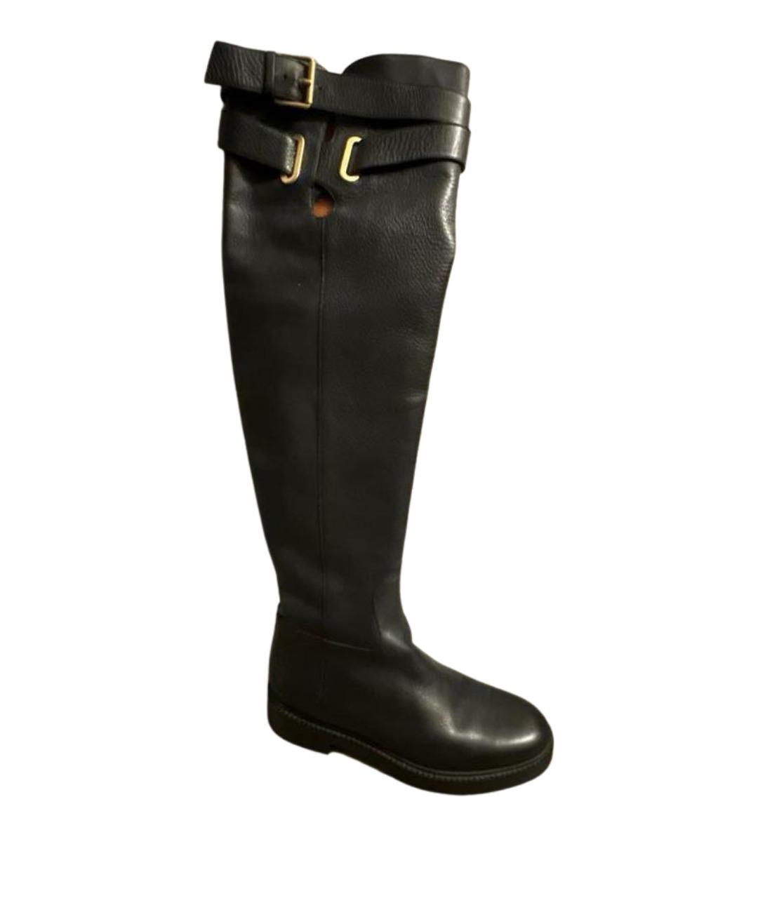 VALENTINO Черные кожаные ботфорты, фото 1