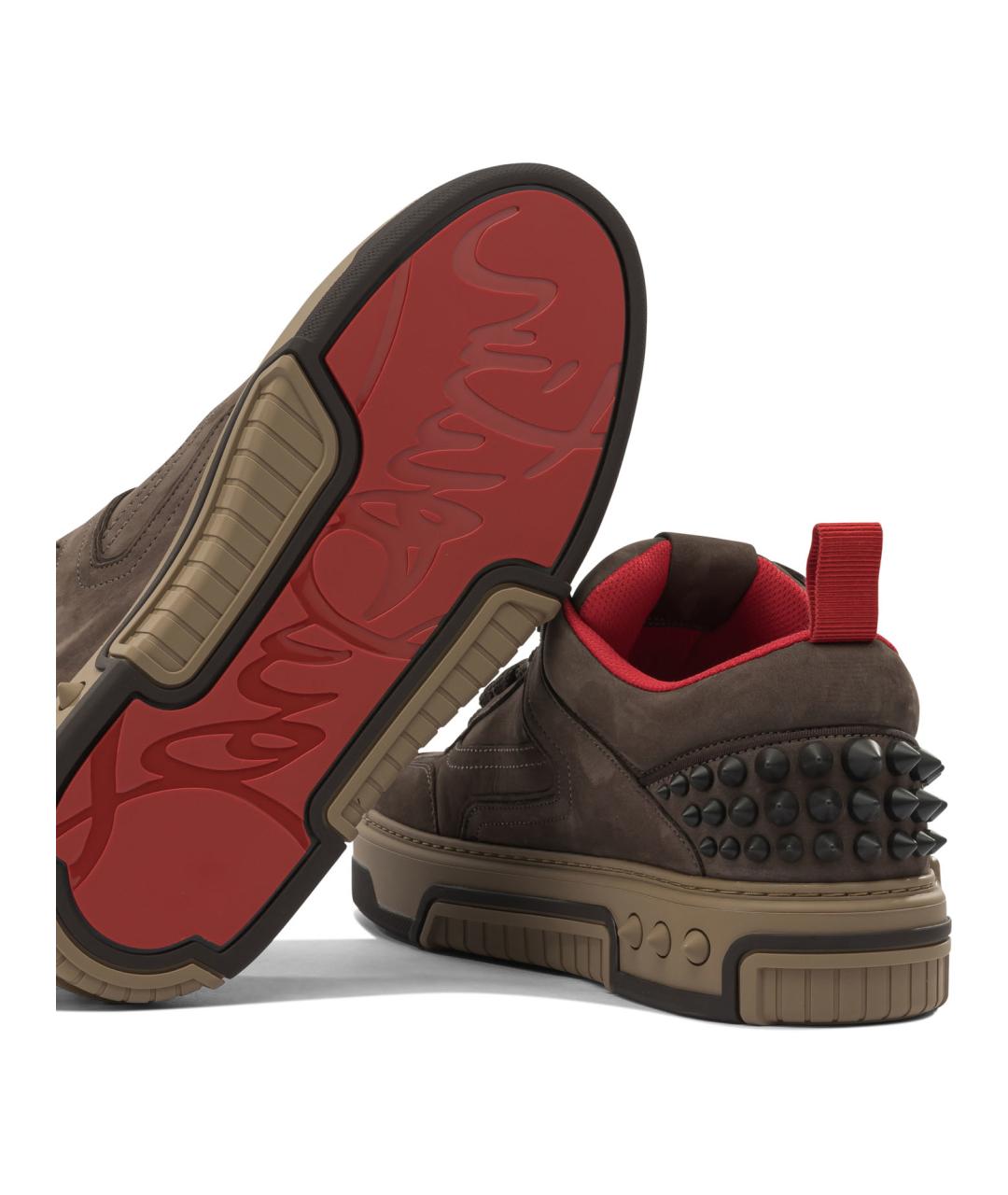 CHRISTIAN LOUBOUTIN Коричневые замшевые низкие кроссовки / кеды, фото 5