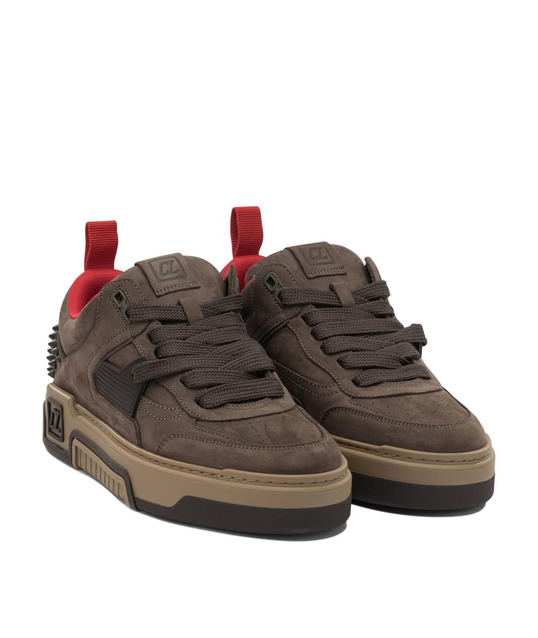 CHRISTIAN LOUBOUTIN Коричневые замшевые низкие кроссовки / кеды, фото 2