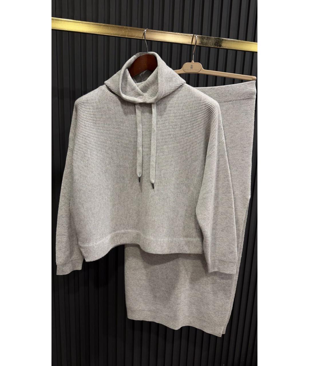 BRUNELLO CUCINELLI Серый кашемировый костюм с юбками, фото 6