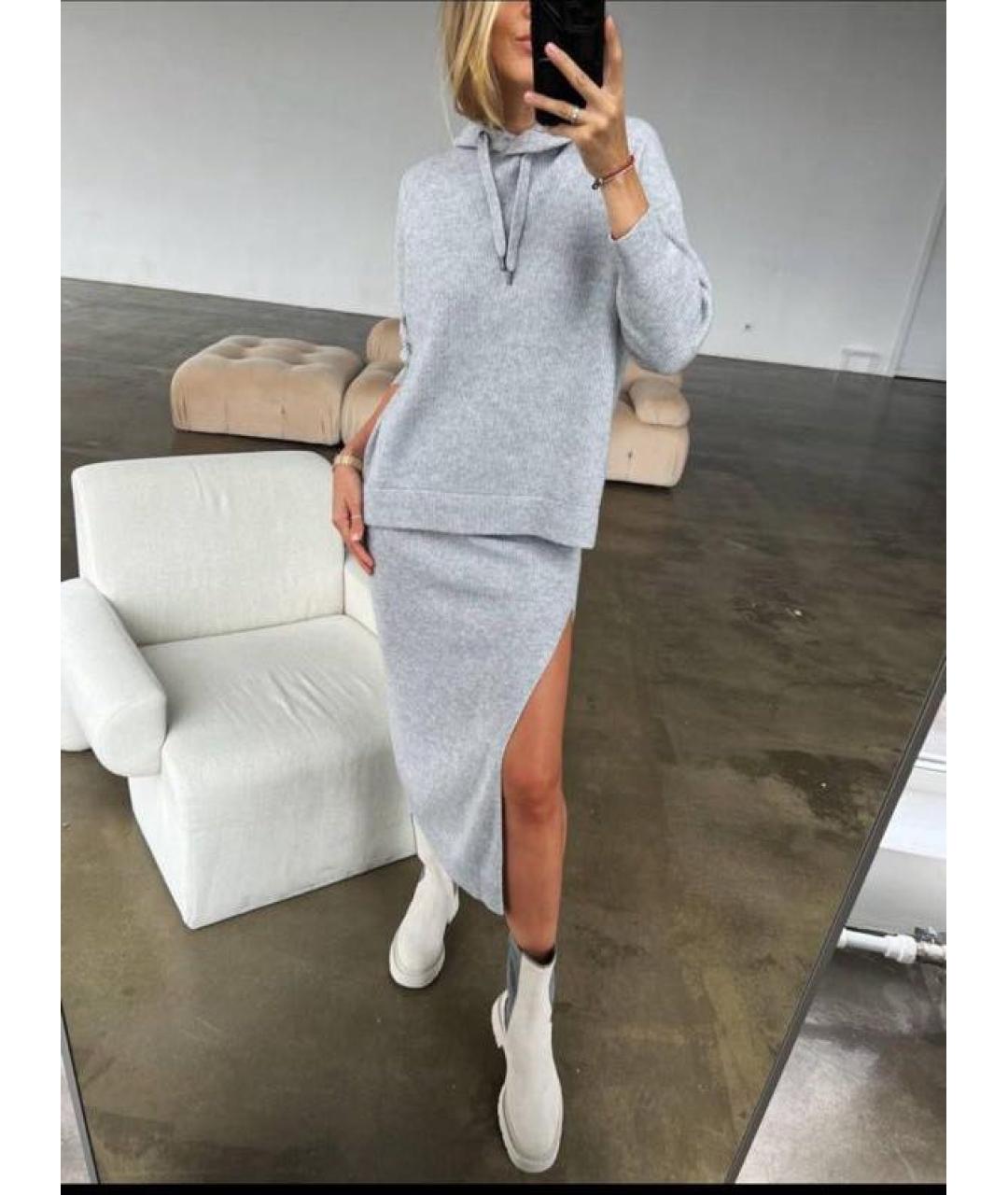 BRUNELLO CUCINELLI Серый кашемировый костюм с юбками, фото 5