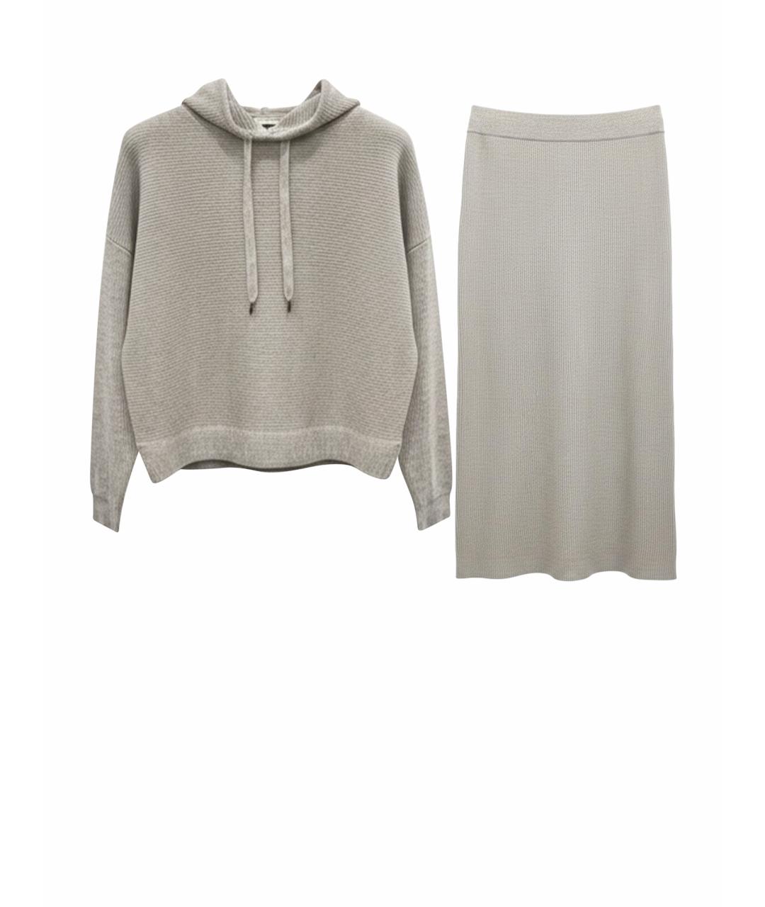 BRUNELLO CUCINELLI Серый кашемировый костюм с юбками, фото 1