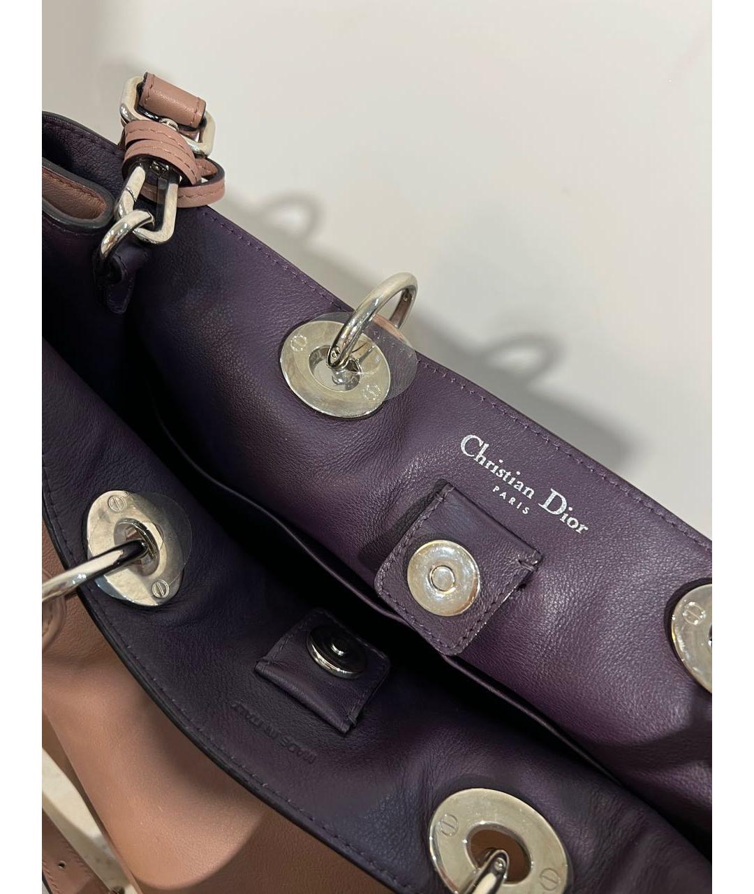 CHRISTIAN DIOR Розовая кожаная сумка с короткими ручками, фото 3