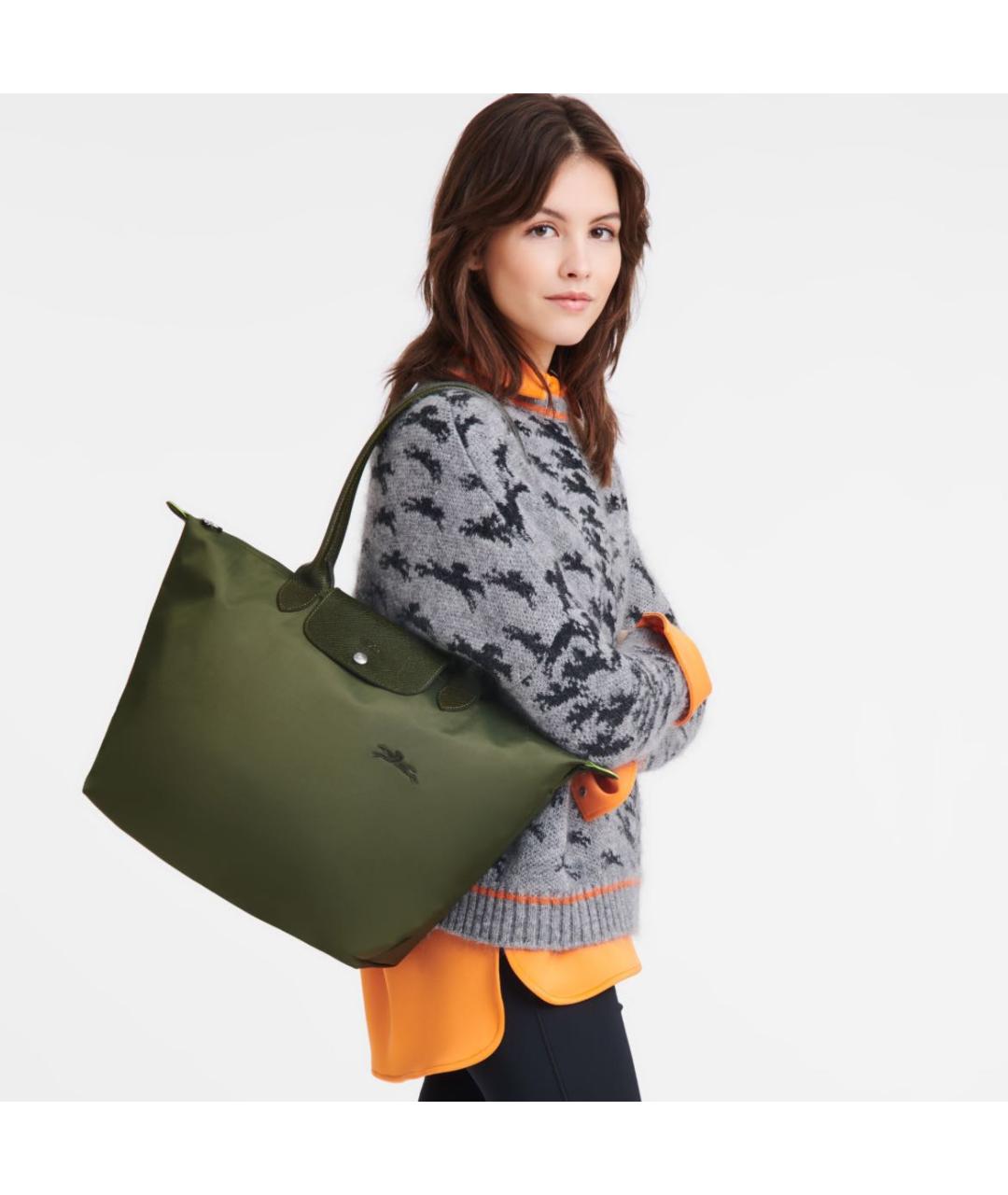 LONGCHAMP Зеленая тканевая сумка тоут, фото 4