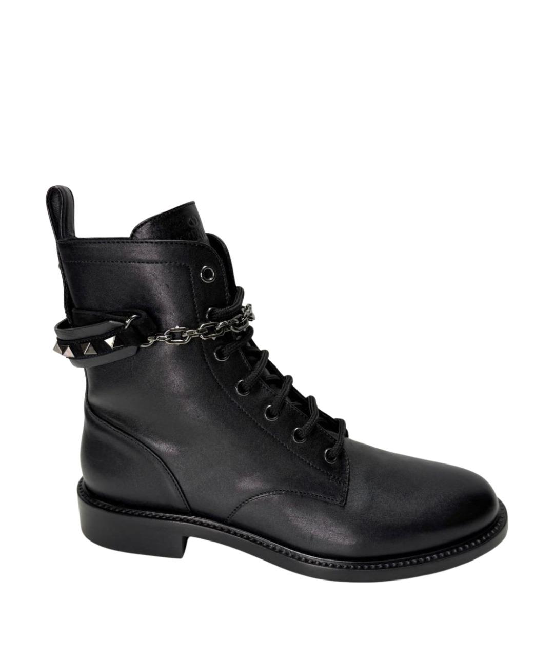 VALENTINO Черные кожаные ботинки, фото 1