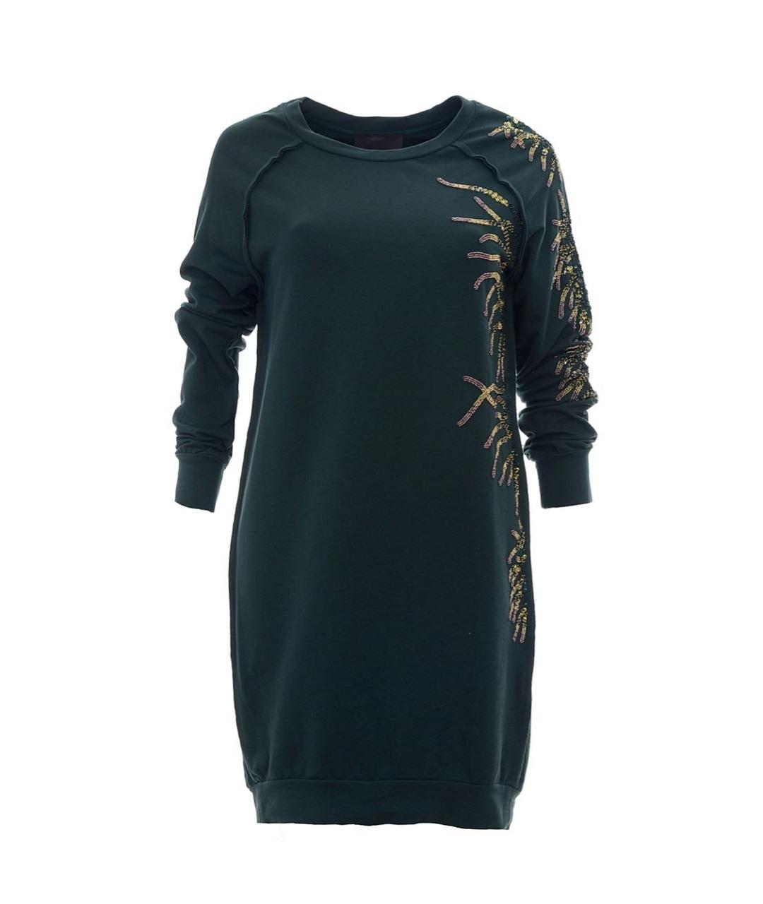 JO NO FUI Зеленые хлопко-эластановое повседневное платье, фото 1