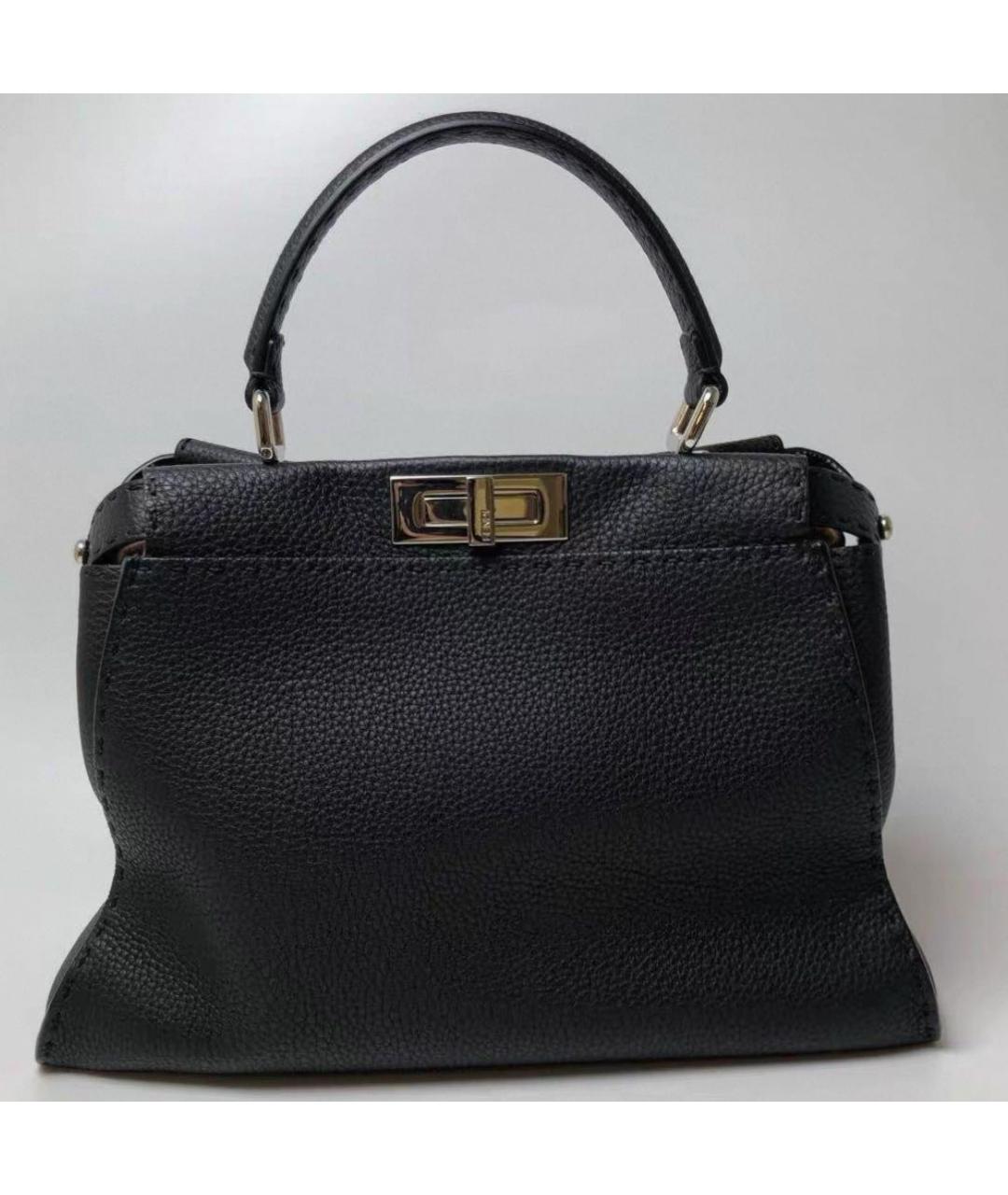 FENDI Черная кожаная сумка через плечо, фото 2