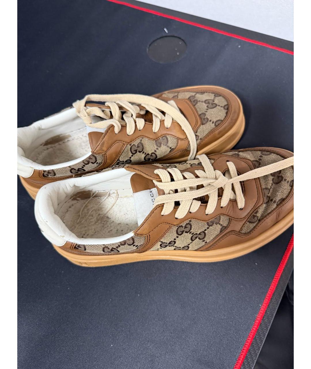 GUCCI Бежевые текстильные кеды, фото 4