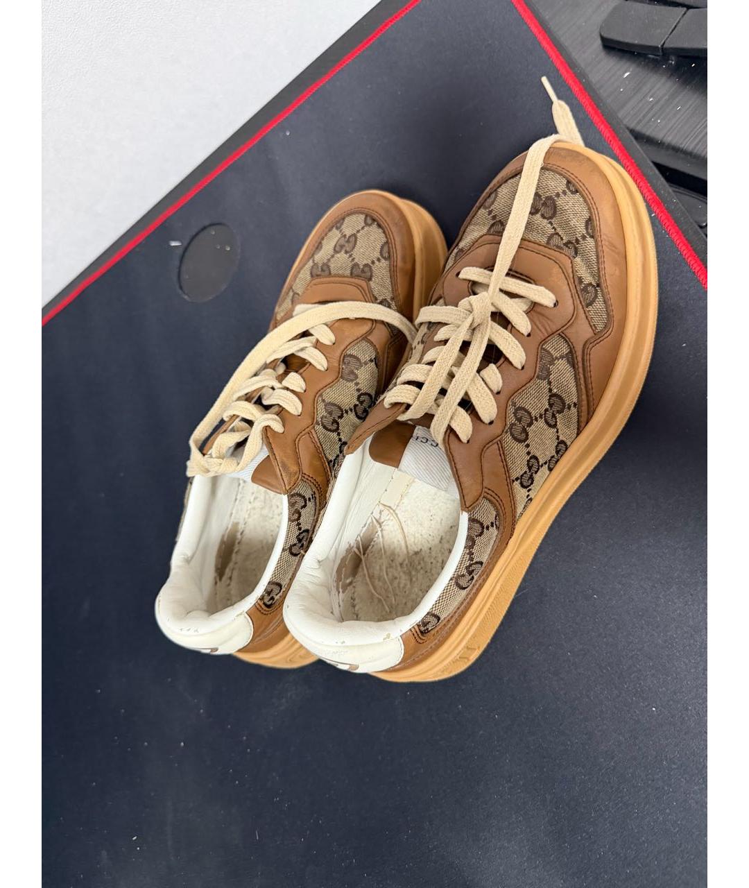 GUCCI Бежевые текстильные кеды, фото 3