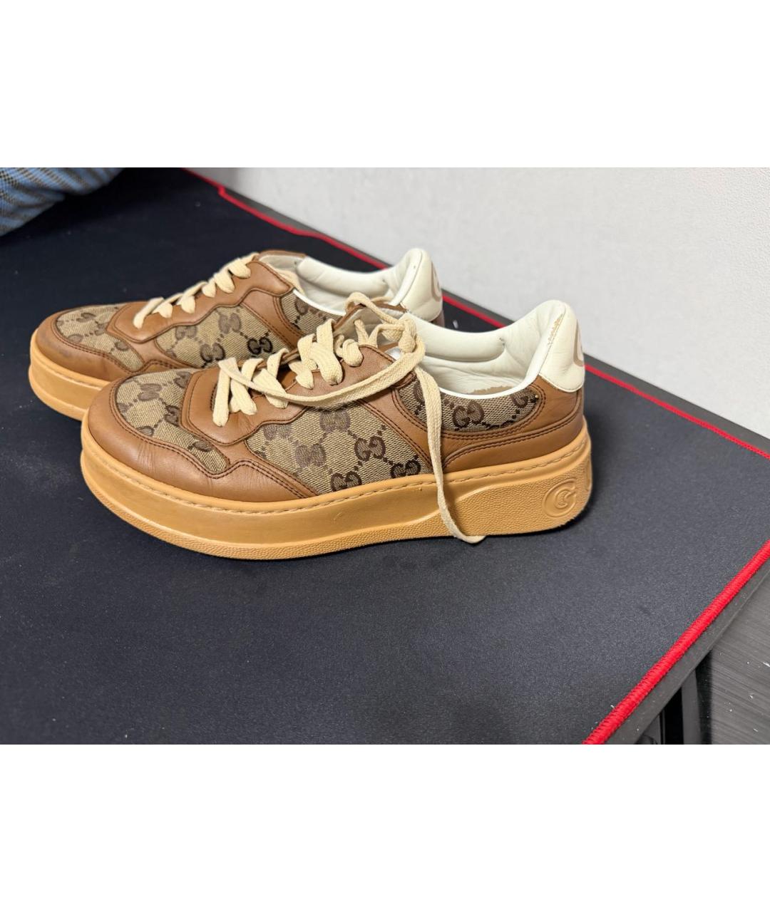 GUCCI Бежевые текстильные кеды, фото 5