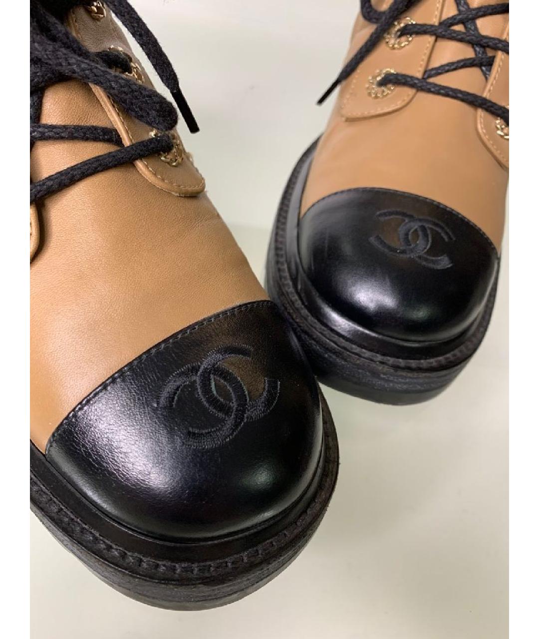 CHANEL Бежевые кожаные ботинки, фото 5