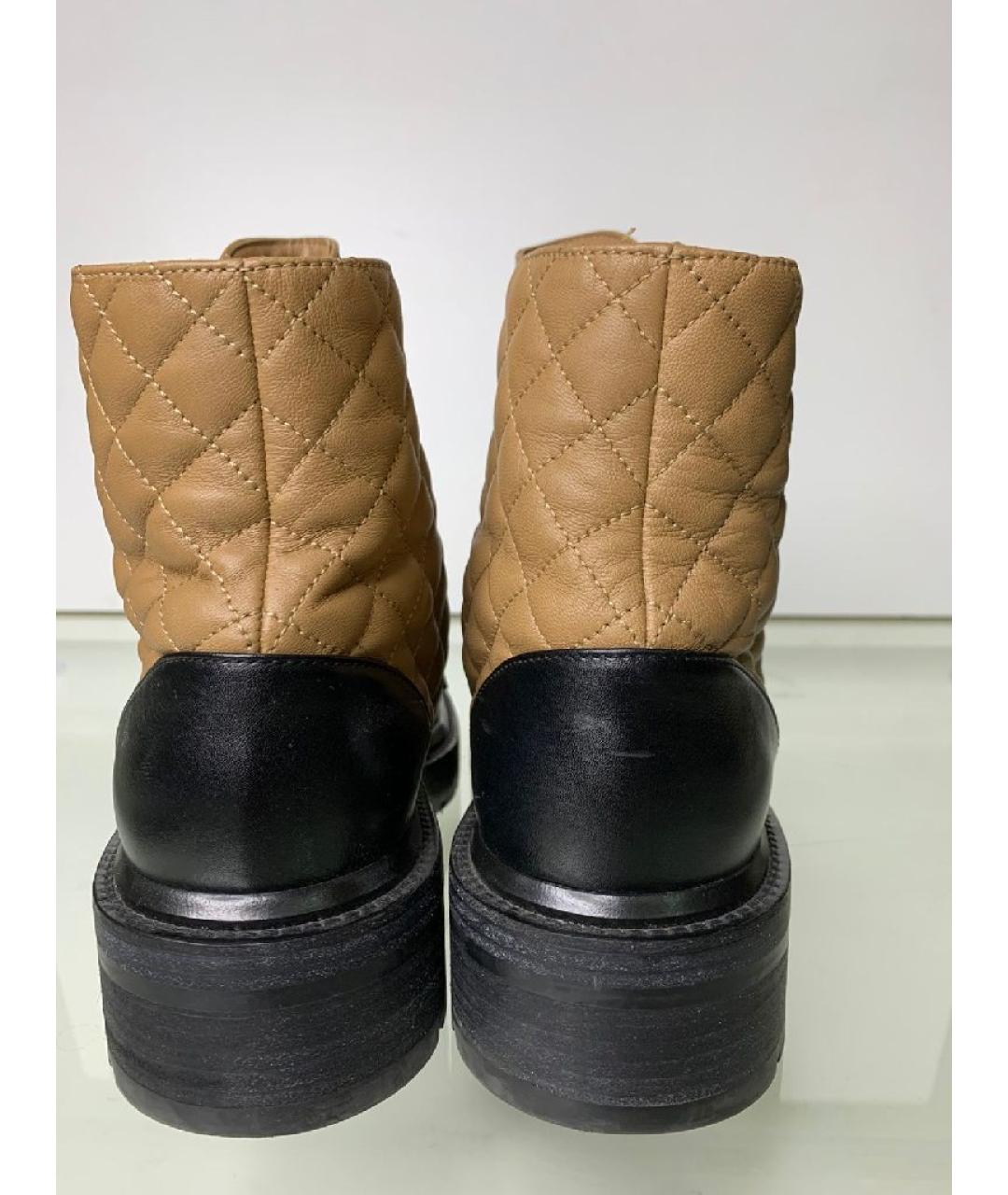 CHANEL Бежевые кожаные ботинки, фото 4
