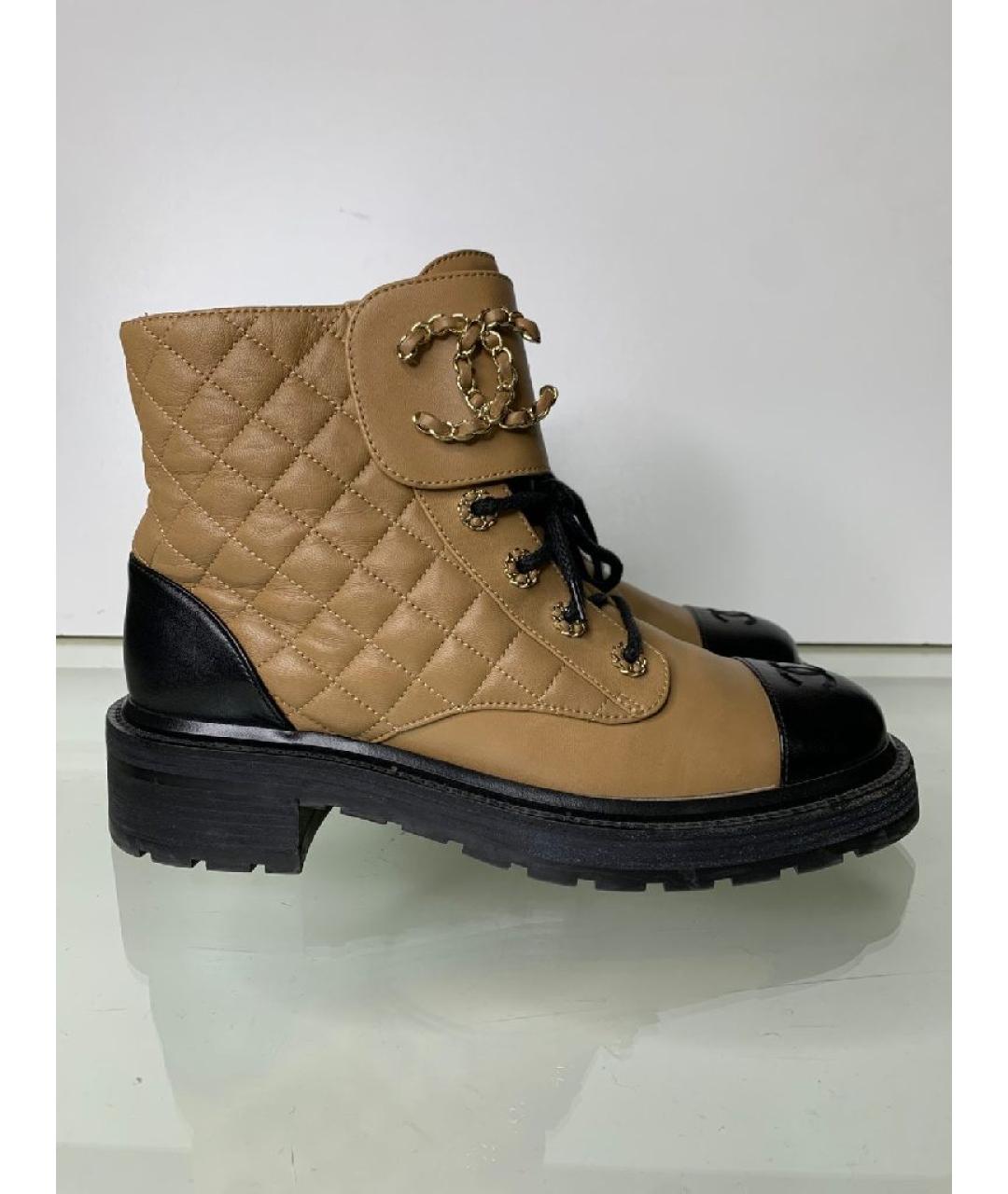 CHANEL Бежевые кожаные ботинки, фото 10
