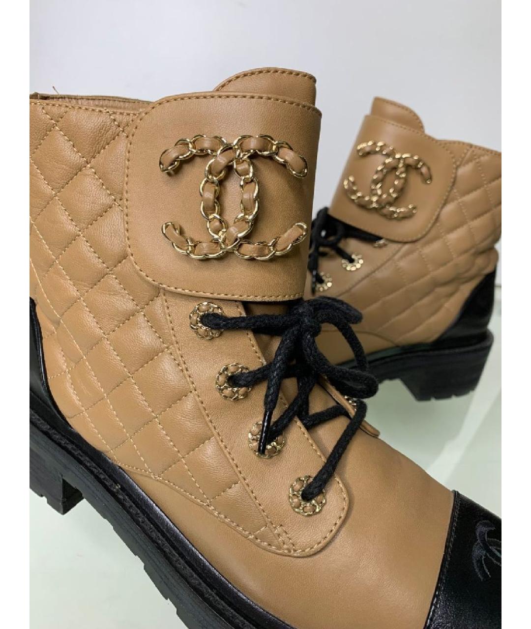CHANEL Бежевые кожаные ботинки, фото 6