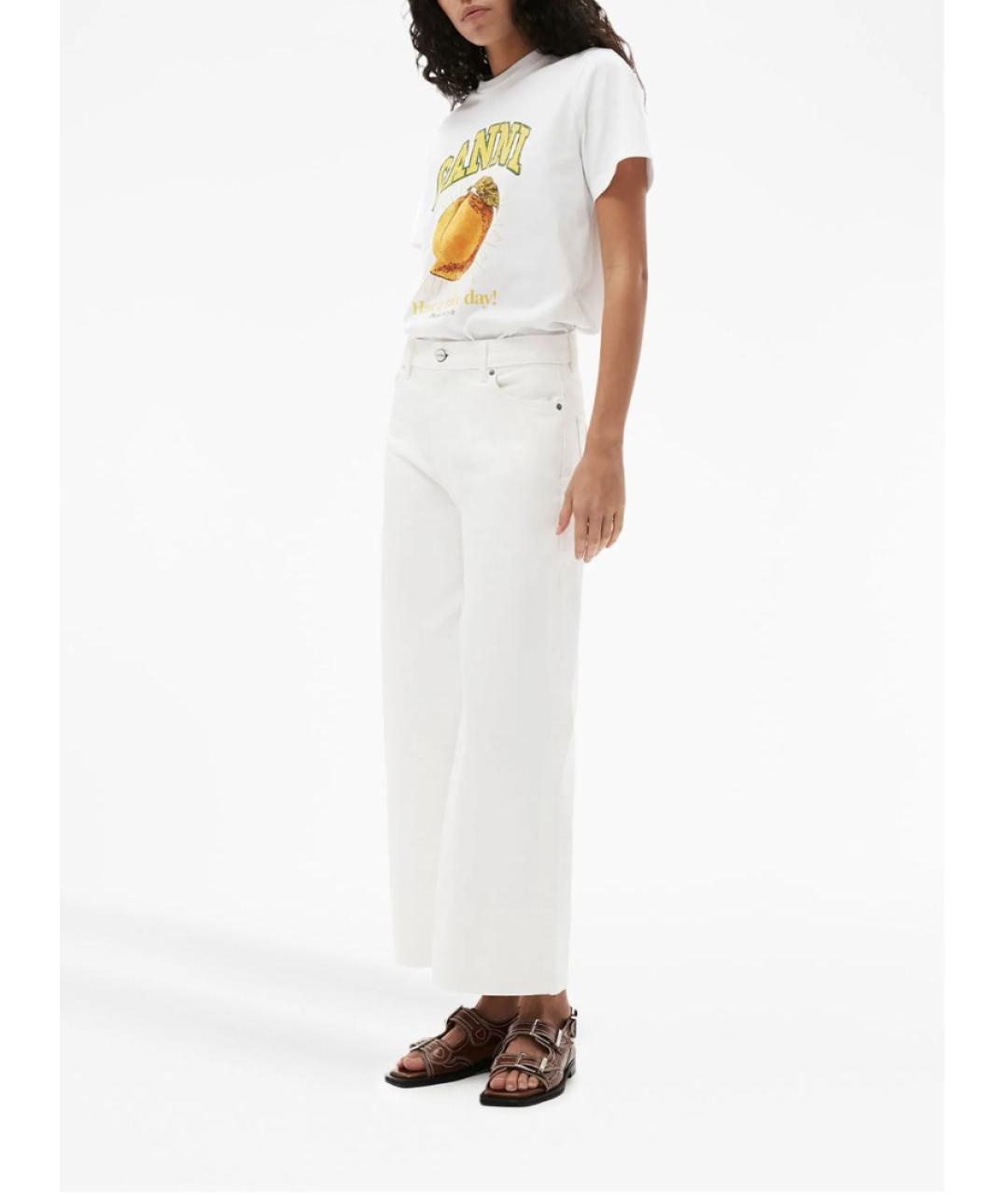 GANNI Белая хлопковая футболка, фото 3