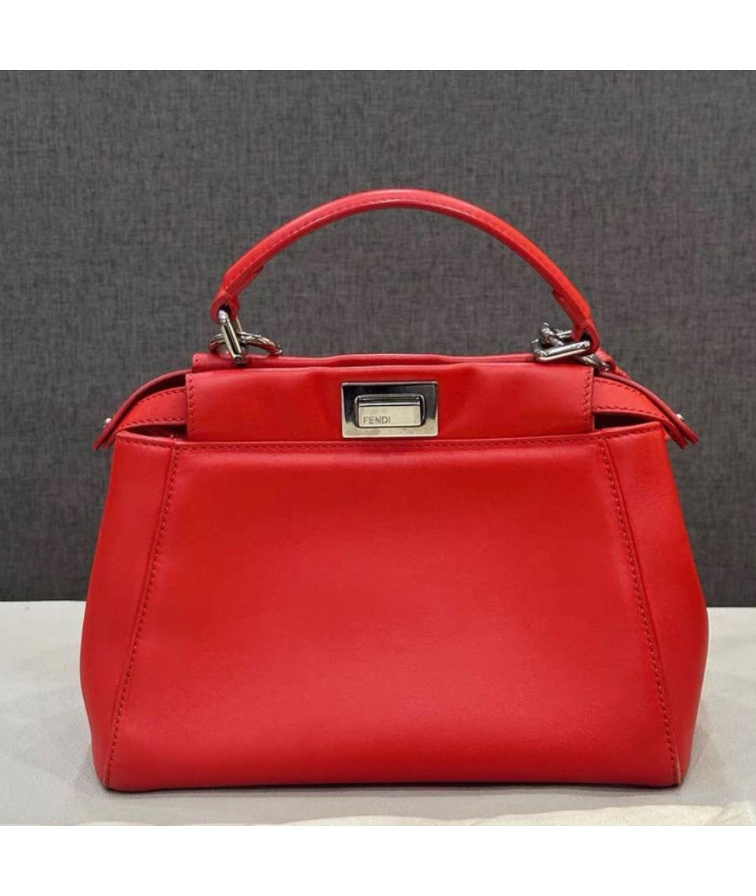 FENDI Красная кожаная сумка через плечо, фото 3