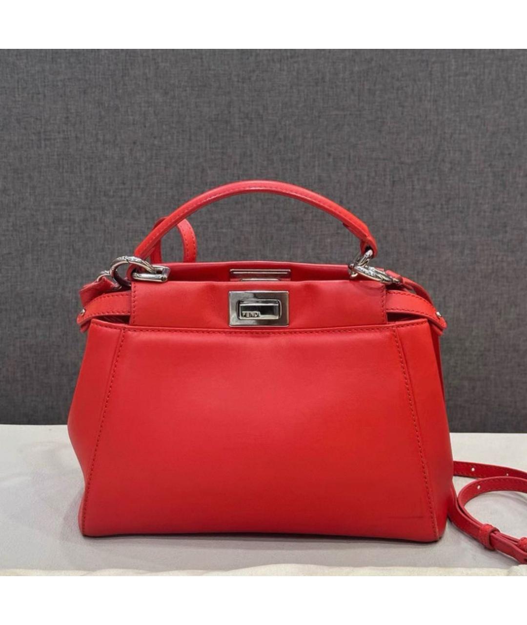 FENDI Красная кожаная сумка через плечо, фото 2