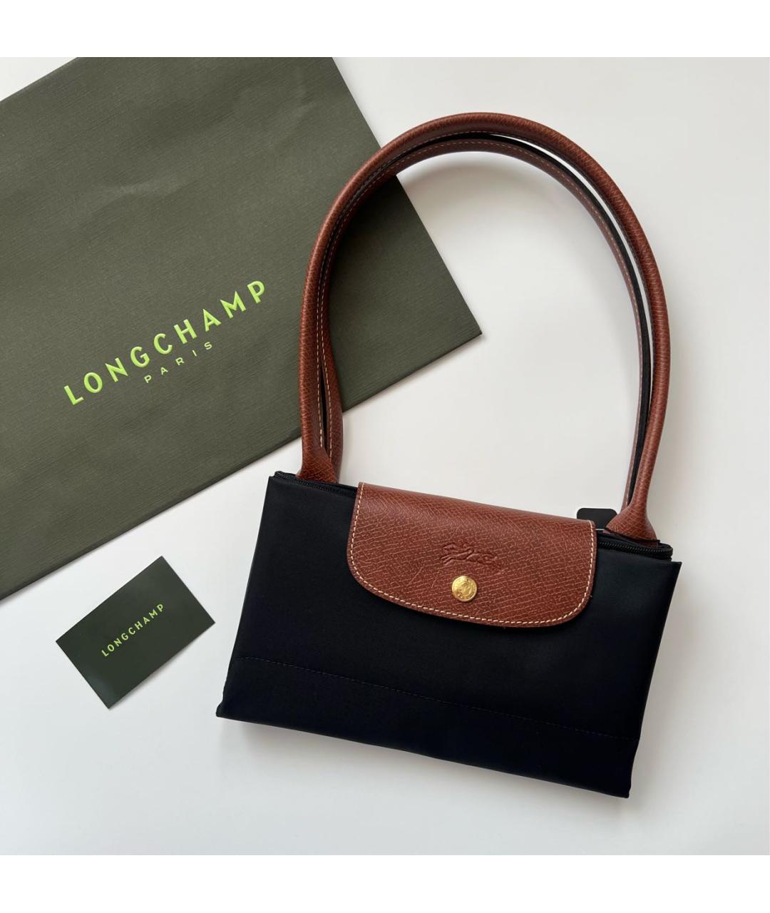 LONGCHAMP Черная тканевая сумка тоут, фото 7