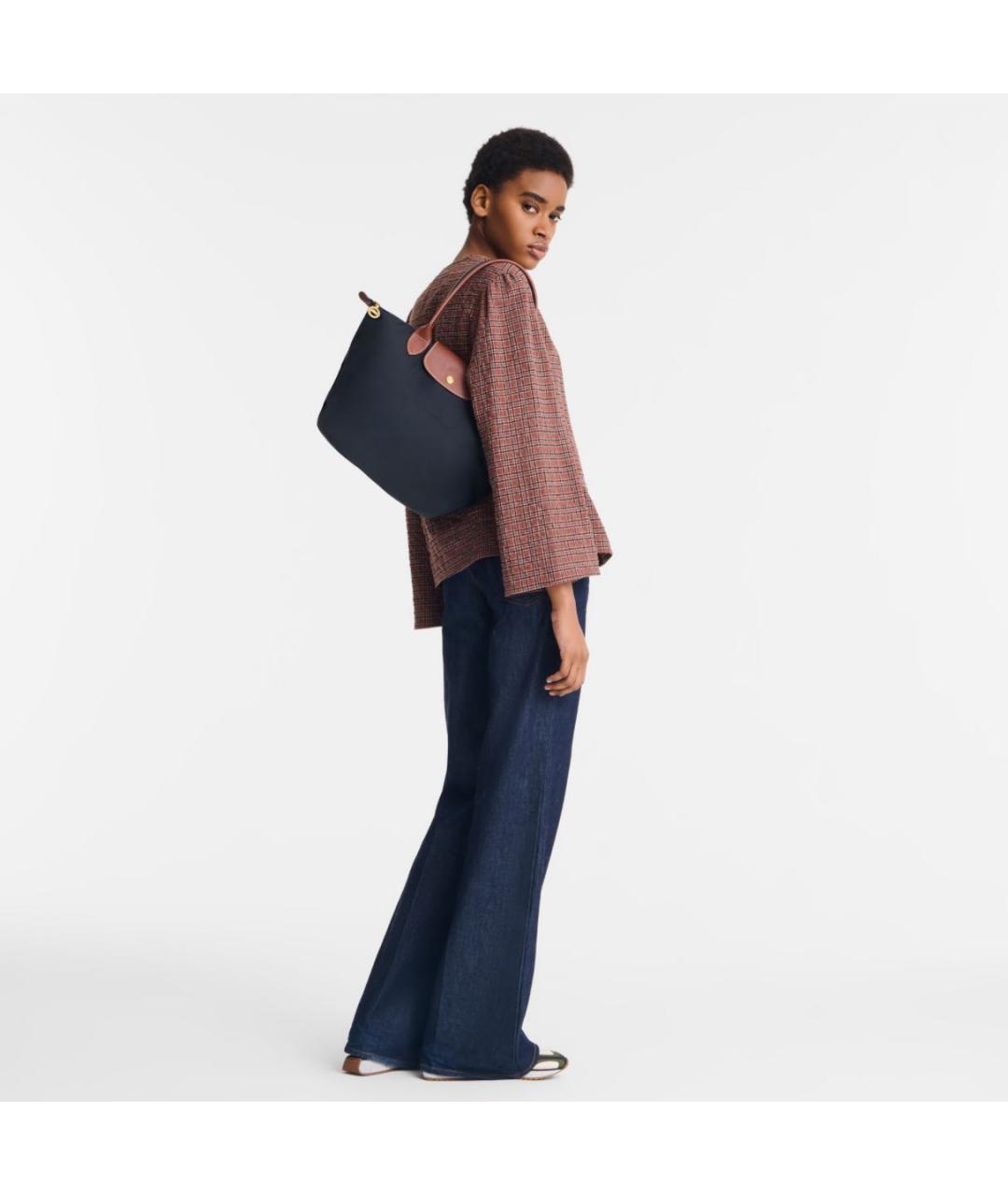 LONGCHAMP Черная тканевая сумка тоут, фото 5