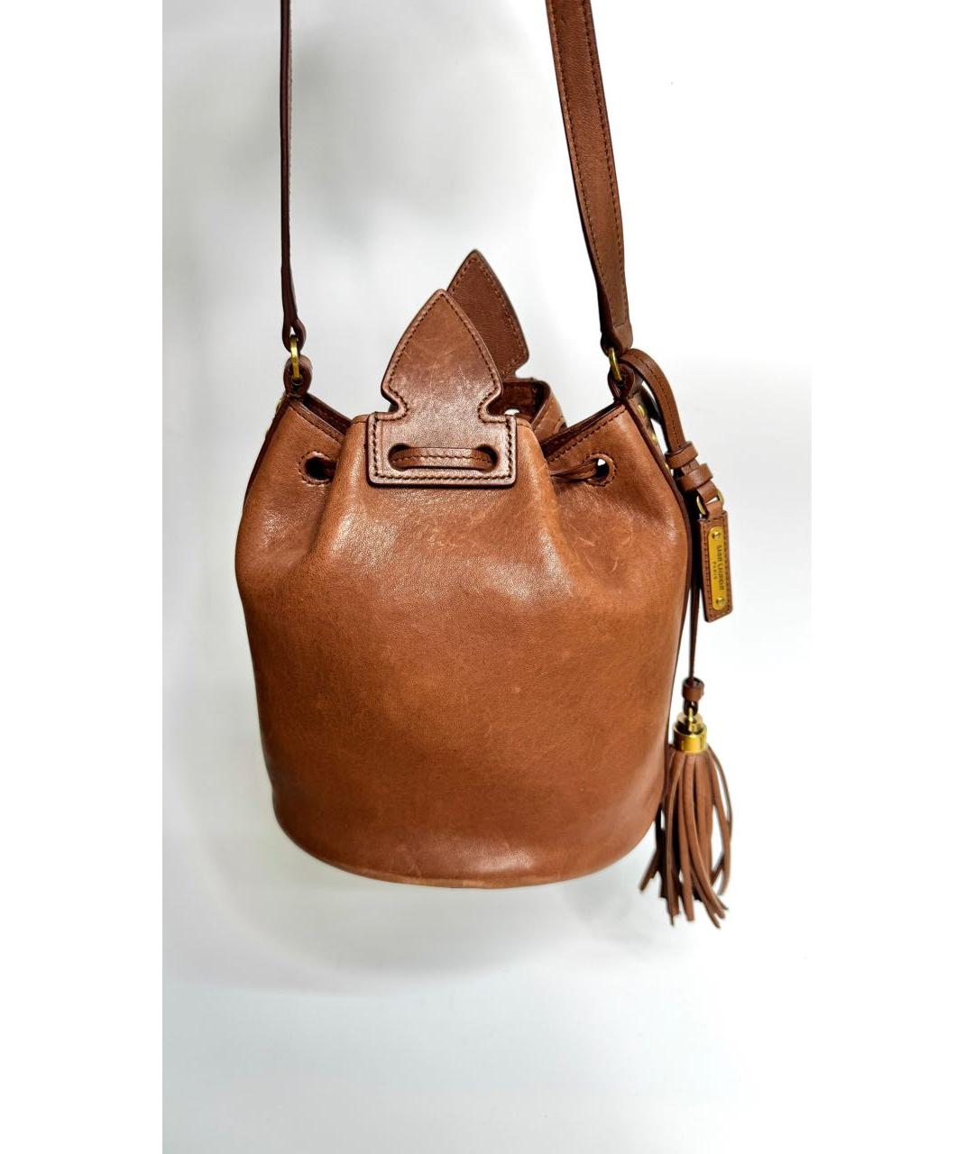 SAINT LAURENT Коричневая кожаная сумка через плечо, фото 2