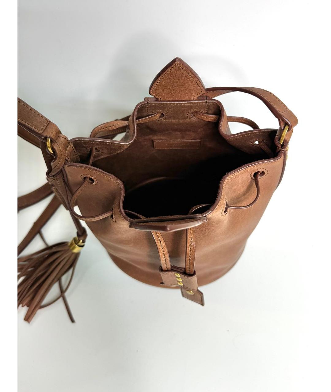 SAINT LAURENT Коричневая кожаная сумка через плечо, фото 3